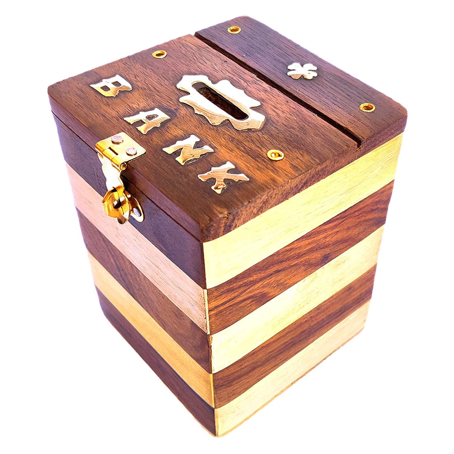 Wooden Chess Shaped Money Bank , Piggy Bank Handmade Gullak Coin Storage Organizer for Kids & Adults Dime Store