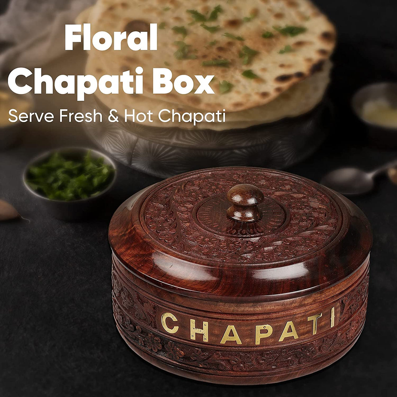 Wooden Handmade Serving Casserole for Roti Hot Pot, Casserole, Roti Dabba for Kitchen Decoration Dime Store