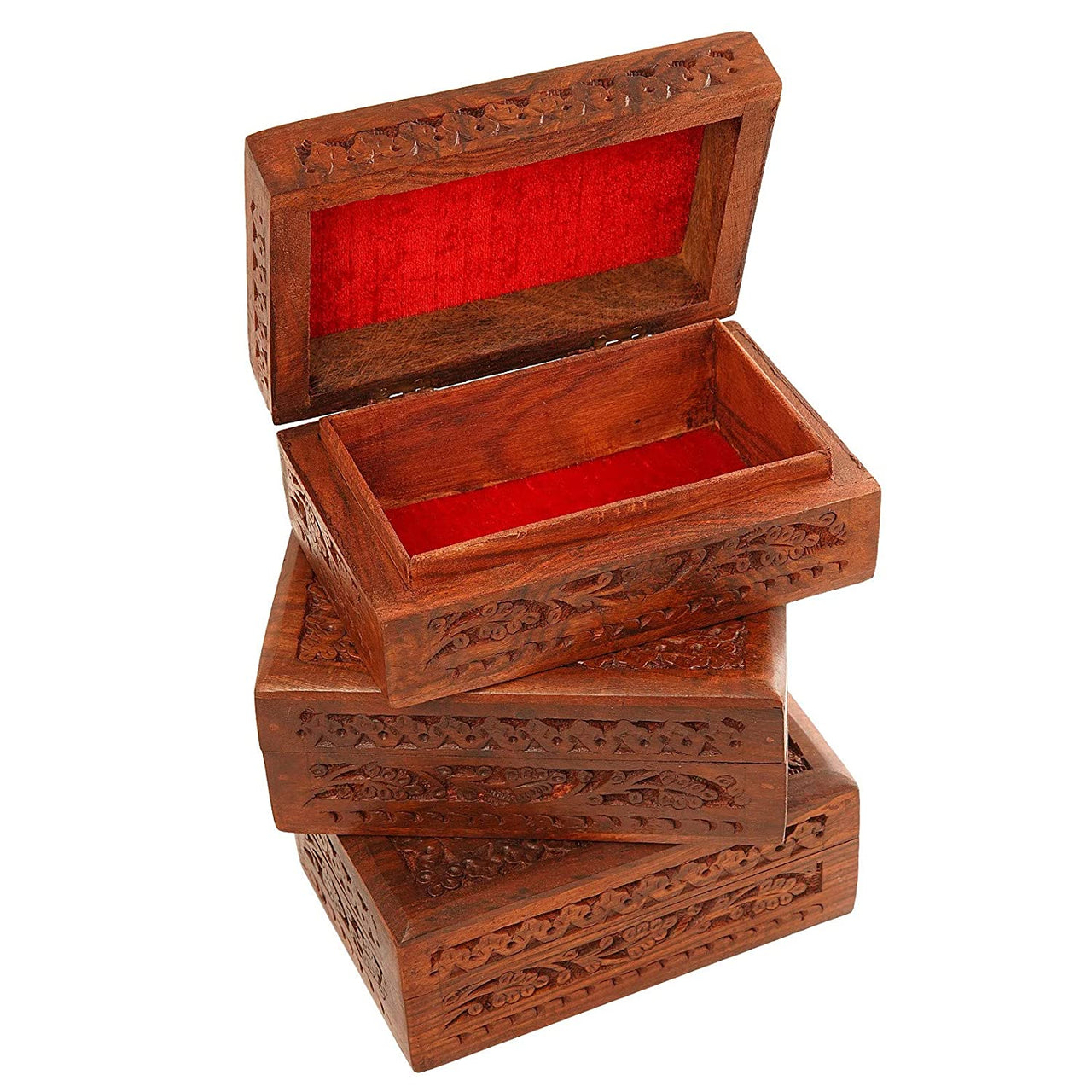 Handmade Wooden Jewellery Box for Women Jewel Organizer Hand Carved with Intricate Carvings Gift Items Dime Store