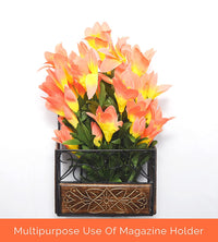 Thumbnail for Wrought Iron Wall Mount Magazine Holder for Home | Newspaper, Book Holder Multipurpose Basket Organizer for Home Dime Store
