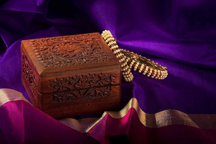 Wooden Handmade Small Jewelry Box Storage Organizer ,Vanity Box Gift Item | Ring , Earing Box Dime Store