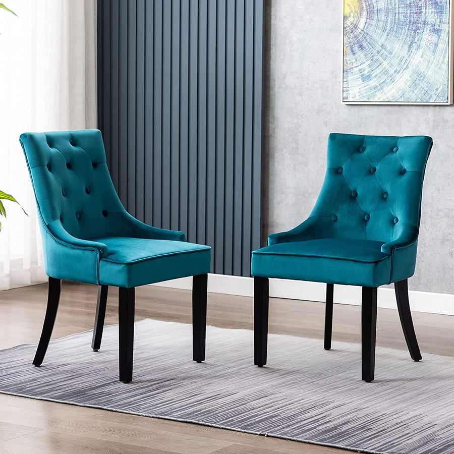 Wooden Office Chair Handmade Button Tufted Teak Wood Wingback Chairs , Chair for Dining Table Dime Store