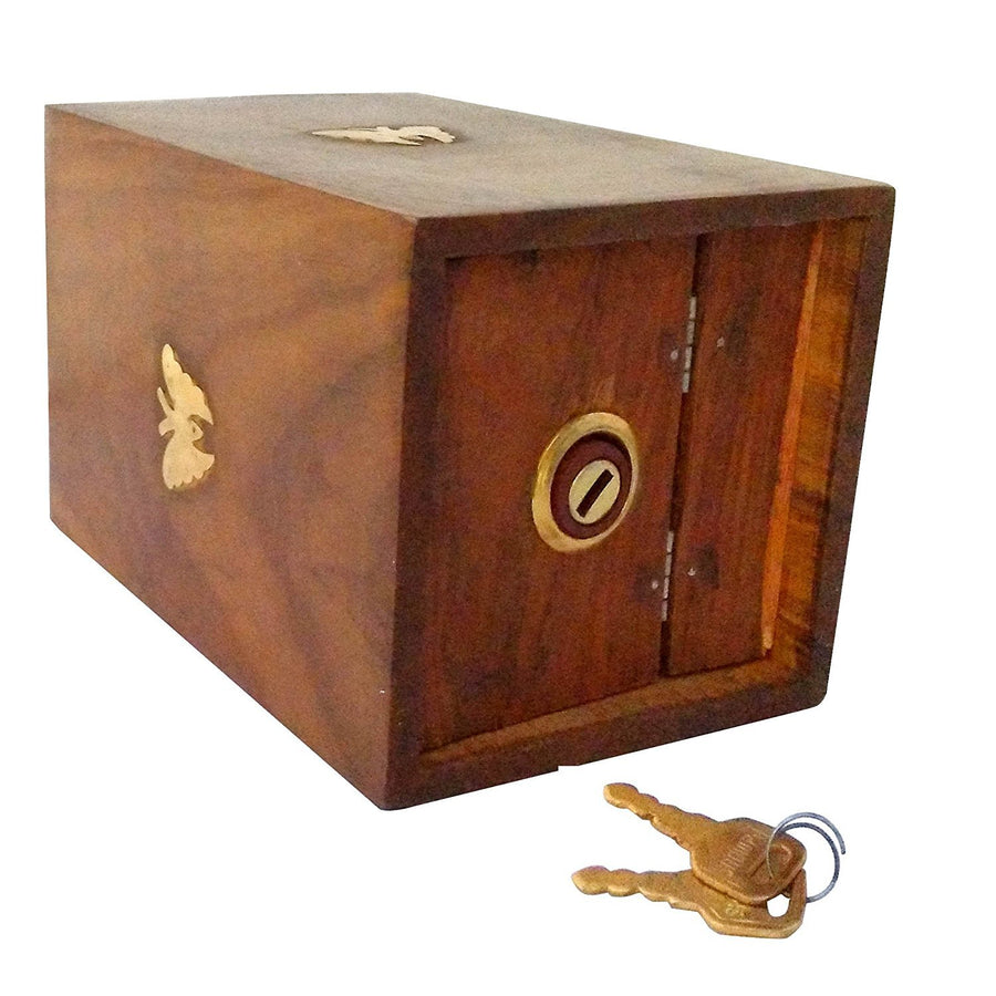 Wooden handcrafted Money Bank for Kids & adults , Gullak for home Décor , Coin Box with Lock Dime Store