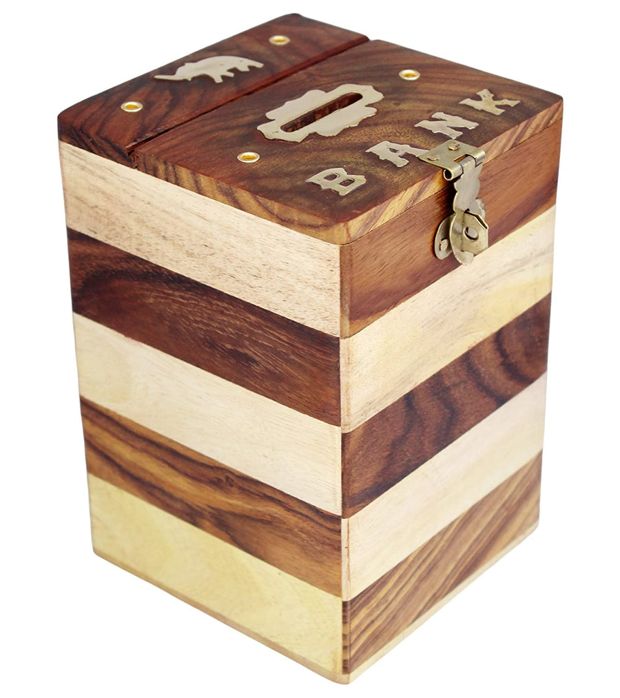 Wooden Chess Shaped Money Bank , Piggy Bank Handmade Gullak Coin Storage Organizer for Kids & Adults Dime Store