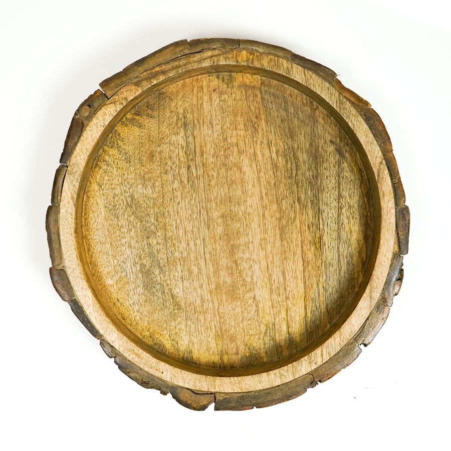 Wooden Real Bark made Serving Tray , Storage Tray, Wonderful Gift for Kitchen or Table Decor, Wooden Tray for Kitchen or Tea Table Dime Store