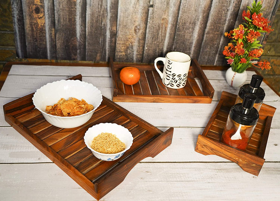 Wooden Serving Tray , Multipurpose Tray , Tray for Decoration & kitchen or Tea Table | Kitchen Decoration Platter Dime Store