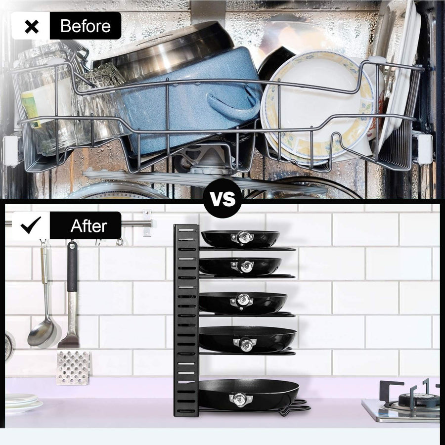Pot Rack Organizer Kitchen Organizer, 8 & 5 Tiers Adjustable Pots And Pans Organizer, Large Pot Lid Holders Pan Rack For Kitchen Cabinet Counter Dime Store