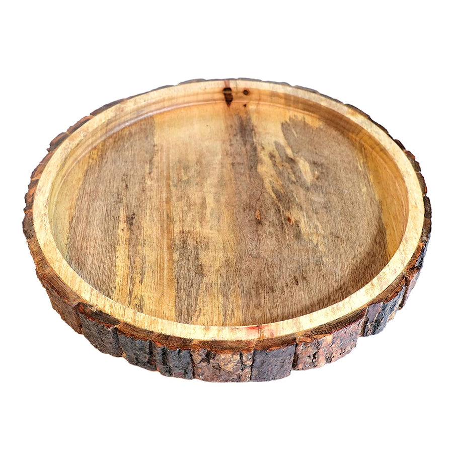 Wooden Real Bark made Serving Tray , Storage Tray, Wonderful Gift for Kitchen or Table Decor, Wooden Tray for Kitchen or Tea Table Dime Store