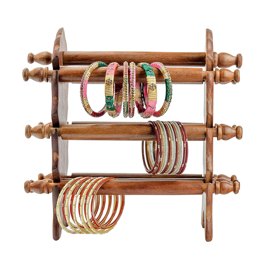 Wooden Handmade Folding Bangle stand for Girls & Women Bangle Storage Organizer Chuddi Daan Jewelry Holder, Bracelet Holder for Jewelry Dime Store