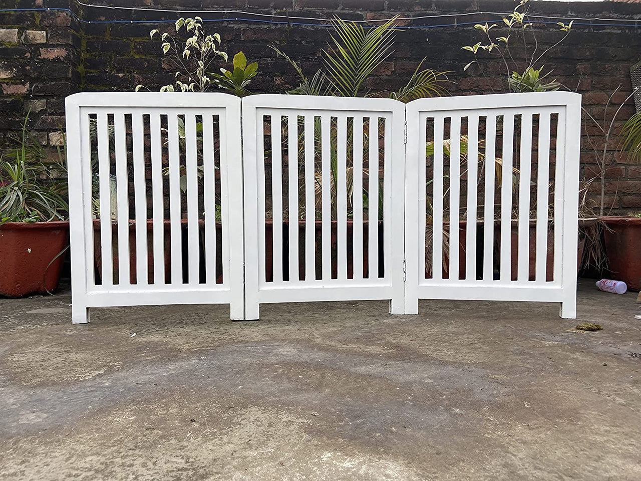 Wooden 3 Panel Fold-able Pet Gate Baby Fence Kids Safety Gate for The House, Doorway, Stairs Dime Store