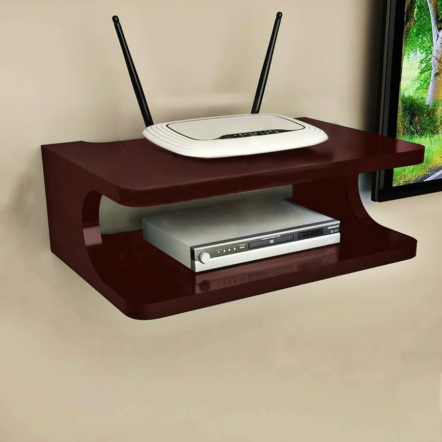 Set top Box Stand | WIFI Router Holder Wooden Wall Shelves | Setup Box Stand for Home | Wall Mount Stylish WIFI Router Holder TV Cabinet Living Room Furniture Dime Store