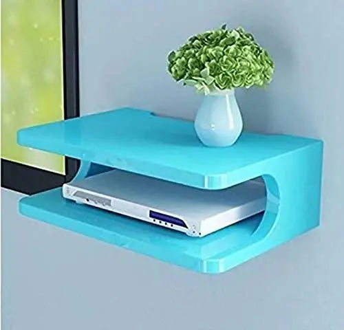 Set top Box Stand | WIFI Router Holder Wooden Wall Shelves | Setup Box Stand for Home | Wall Mount Stylish WIFI Router Holder TV Cabinet Living Room Furniture Dime Store