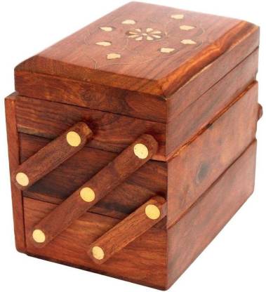 Wooden Folding Handmade Jewellery Box Jewel Boxes Storage Box Organizer Gift Box for Women Necklace Earring Set Bangles Churi Holder Dime Store