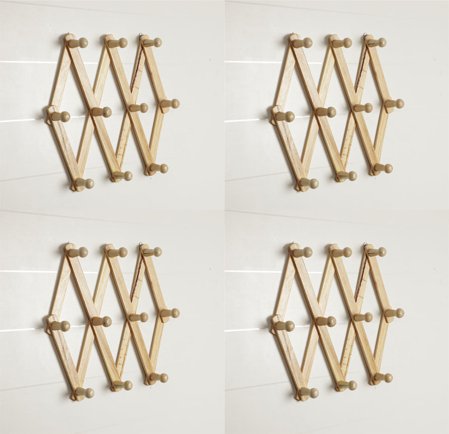 Wooden Expandable Peg Rack Wall Hanger Hooks for Cloths Key & Bathroom Hanger Home Decoration Dime Store