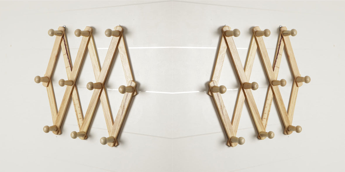 Wooden Expandable Peg Rack Wall Hanger Hooks for Cloths Key & Bathroom Hanger Home Decoration Dime Store