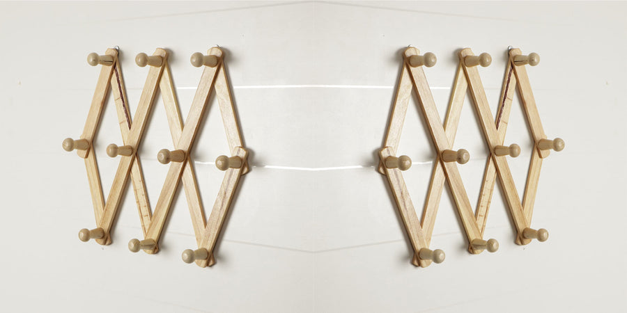 Wooden Expandable Peg Rack Wall Hanger Hooks for Cloths Key & Bathroom Hanger Home Decoration Dime Store