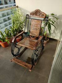 Thumbnail for Wooden & Iron Rocking Chair Wooden Chair Swing Chair Dime Store
