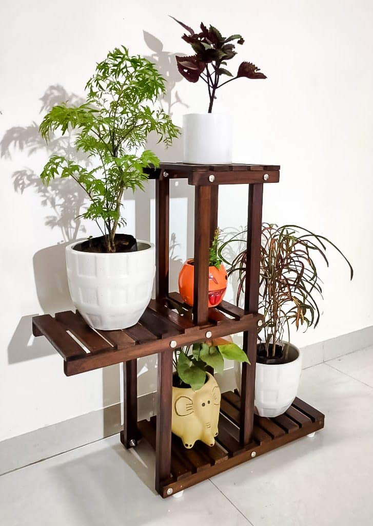 Wooden Plant Stand for Balcony Living Room Outdoor Indoor Plant Stand Foldable Display Rack Storage Rack for Patio Garden Yard Dime Store