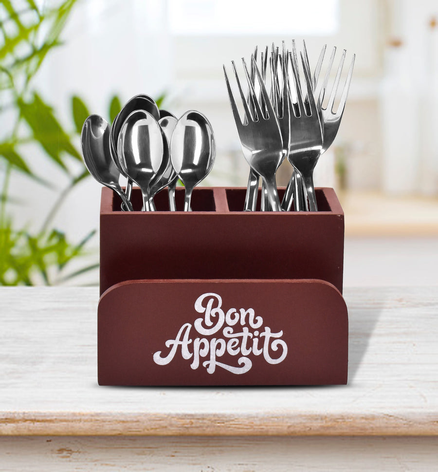 Dime Store Enginereed Wood Cutlery holder with Napkin rack for Countertop Multipurpose Rack organzier Spoon Kitchen Organizer rack for Kitchen Dining table, Restaurant Dime Store