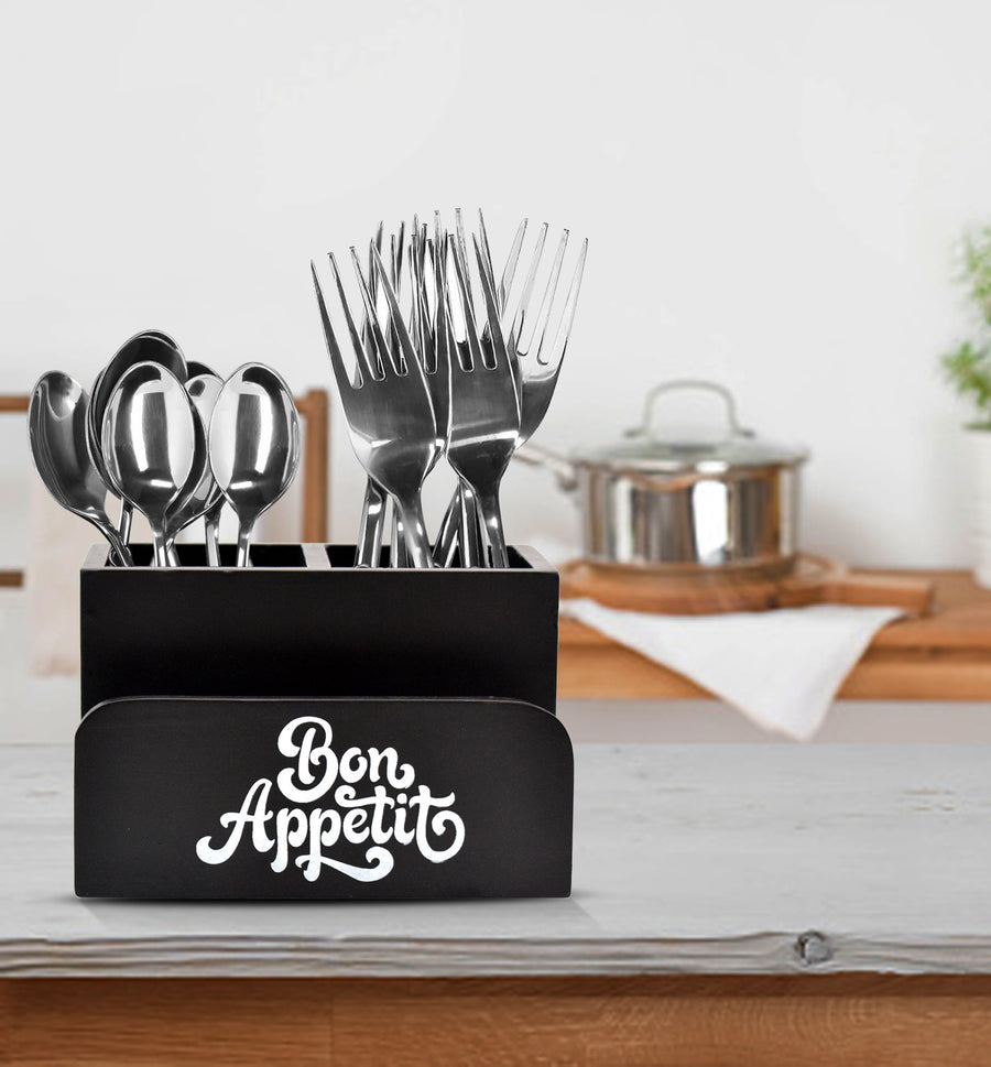 Dime Store Enginereed Wood Cutlery holder with Napkin rack for Countertop Multipurpose Rack organzier Spoon Kitchen Organizer rack for Kitchen Dining table, Restaurant Dime Store