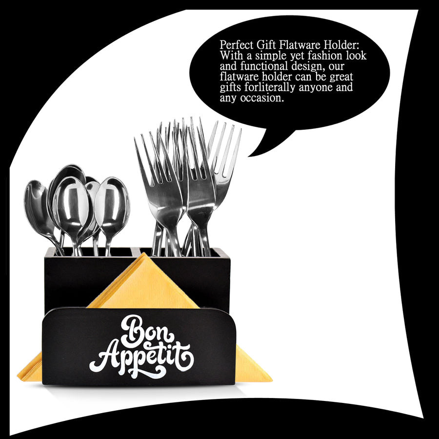 Dime Store Enginereed Wood Cutlery holder with Napkin rack for Countertop Multipurpose Rack organzier Spoon Kitchen Organizer rack for Kitchen Dining table, Restaurant Dime Store