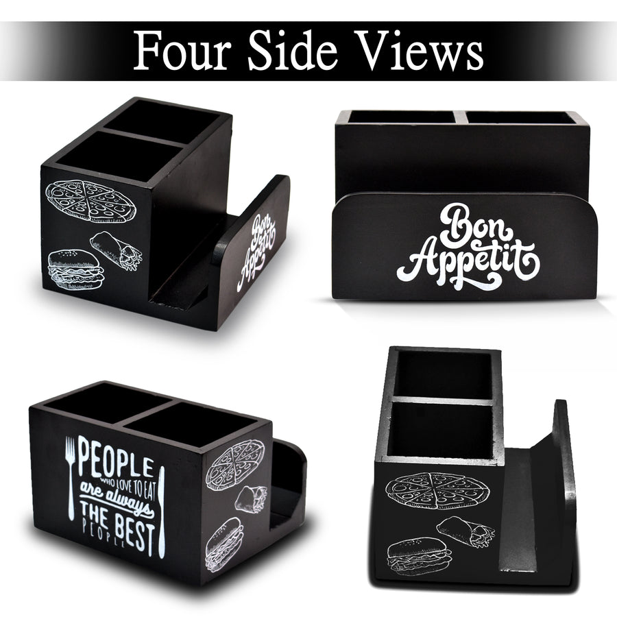 Dime Store Enginereed Wood Cutlery holder with Napkin rack for Countertop Multipurpose Rack organzier Spoon Kitchen Organizer rack for Kitchen Dining table, Restaurant Dime Store