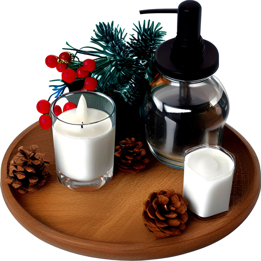 Round Wooden multipurpose Tray for Coffee Table, Small Wooden Serving Tray, Decorative Trays for Home Decor - 3 Sizes 11, 8.5, 6 inches (11 x 11 inches, Natural) Dime Store