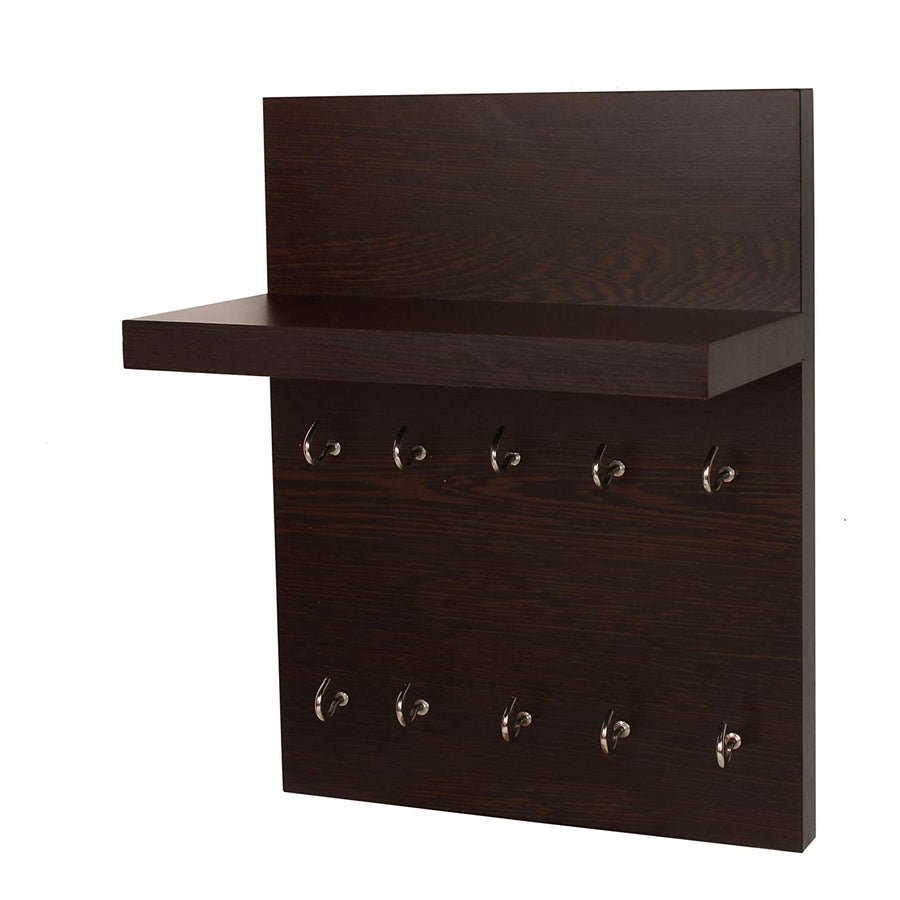 Dime Store Engineered Wood Key Holder for Home with Shelf | Stylish Key Hanger with 10 Hooks Wall Mounted Key Stand for Wall Decor Large Key Holder for Home, Office & Living Room Dime Store