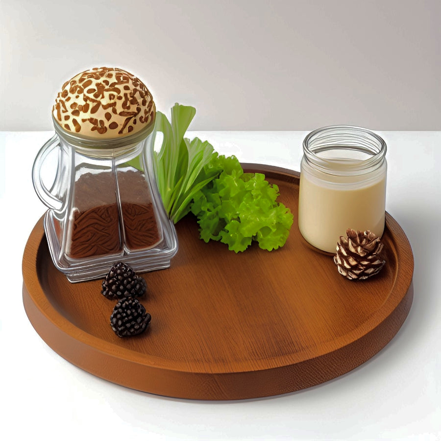 Round Wooden multipurpose Tray for Coffee Table, Small Wooden Serving Tray, Decorative Trays for Home Decor - 3 Sizes 11, 8.5, 6 inches (11 x 11 inches, Natural) Dime Store