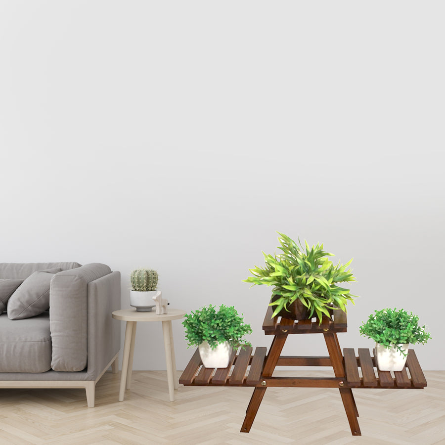 Wooden Plant Stand for Balcony Living Room Outdoor Indoor Plant Stand Foldable Display Rack Storage Rack for Patio Garden Yard Dime Store