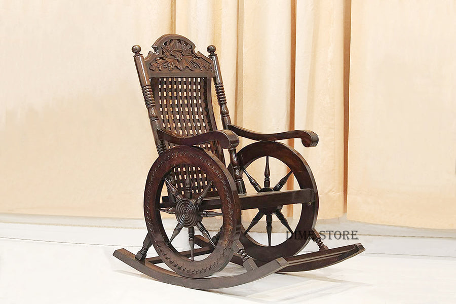 Wooden Rocking Chair , Easy Chair , Rolling Chair for Living Room | Chair for Bedroom | Rocking Chair for Adults & Grandparents Dime Store