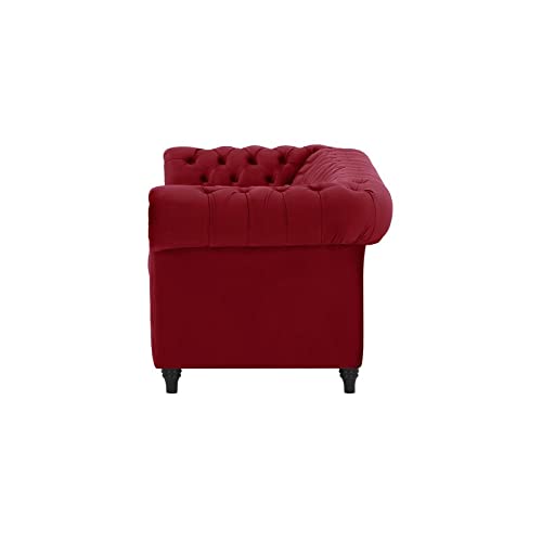 Wooden Traditional Chesterfield Sofa 3 Seater for Bedroom & Hallway | Leatherette Modern Chesterfield Sofa Couch Chaise Lounge Sectional Sofa Dime Store