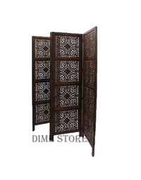 Thumbnail for Wooden 4 Panel Traditional Partition | Curtains for Bedroom Wall Screen Room Separator Divider for Livingroom | Partition for Room Decoration Dime Store