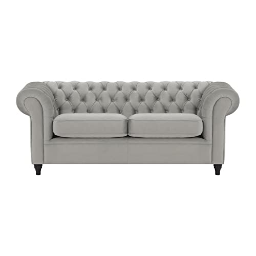 Wooden Traditional Chesterfield Sofa 3 Seater for Bedroom & Hallway | Leatherette Modern Chesterfield Sofa Couch Chaise Lounge Sectional Sofa Dime Store