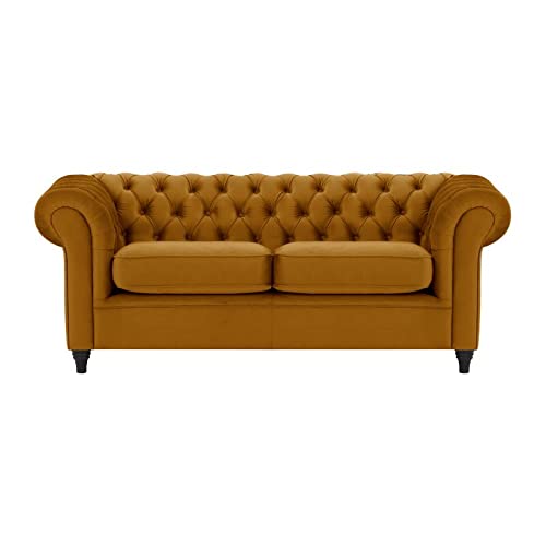Wooden Traditional Chesterfield Sofa 3 Seater for Bedroom & Hallway | Leatherette Modern Chesterfield Sofa Couch Chaise Lounge Sectional Sofa Dime Store