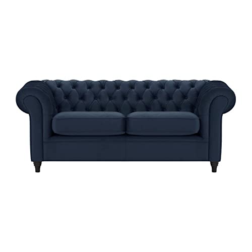 Wooden Traditional Chesterfield Sofa 3 Seater for Bedroom & Hallway | Leatherette Modern Chesterfield Sofa Couch Chaise Lounge Sectional Sofa Dime Store