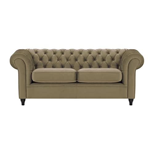 Wooden Traditional Chesterfield Sofa 3 Seater for Bedroom & Hallway | Leatherette Modern Chesterfield Sofa Couch Chaise Lounge Sectional Sofa Dime Store