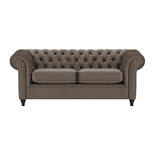 Wooden Traditional Chesterfield Sofa 3 Seater for Bedroom & Hallway | Leatherette Modern Chesterfield Sofa Couch Chaise Lounge Sectional Sofa Dime Store
