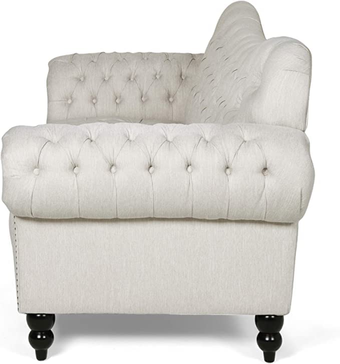 Wooden Button Tufted Fabric Molfino 3 Seater Chesterfield Modern/Style/Luxury Sofa for Living Room & Office Dime Store