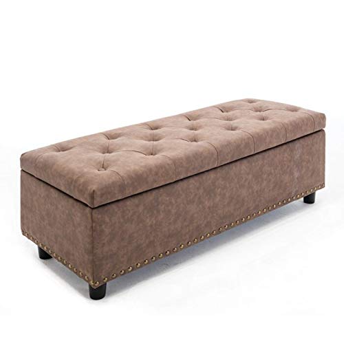 Wooden 2 Seater Luper Tufted Storage Ottoman pouffes with Storage Bench for Living room | Entryway Bench for Hallway Dime Store