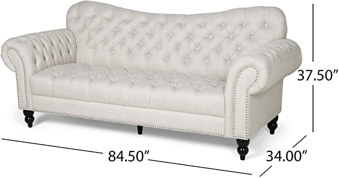 Wooden Button Tufted Fabric Molfino 3 Seater Chesterfield Modern/Style/Luxury Sofa for Living Room & Office Dime Store