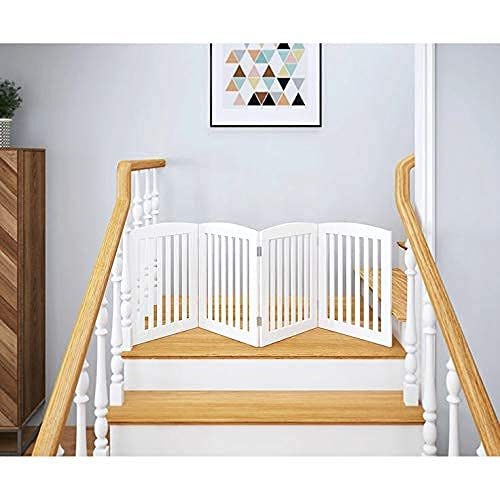 Wooden Pet gate for Safety | Baby Gate for Stairs | Step Over Fence for Stairs | Freestanding Pet Barrier Child Barrier | Gate for Stairs & Door Dime Store
