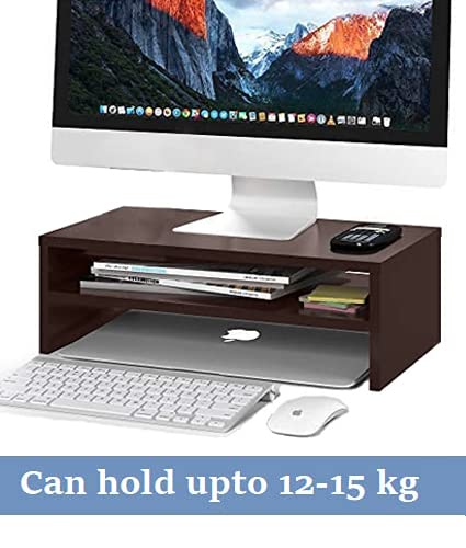Wooden Monitor Stand with Storage Organizer for Desk, Tables, Office, Home, Studio, Study Table | Desktop Ergonomic Monitor Stand Riser Dime Store