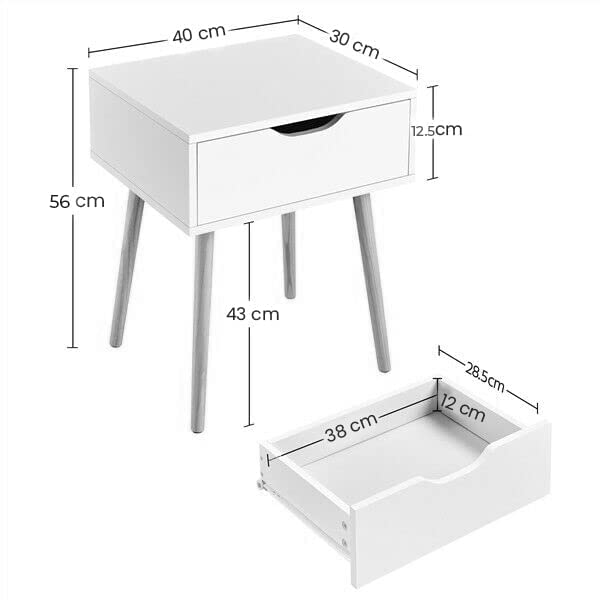Side Table for Bedroom, Living Room with Storage Drawer and Legs, Bedside Table, End Table, NightStand (Medium) Dime Store