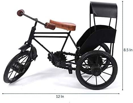 Antique Wood and Wrought Iron Mini Rickshaw , Toy Gifts Showcase Display Home Desktop Décor for living room Dime Store