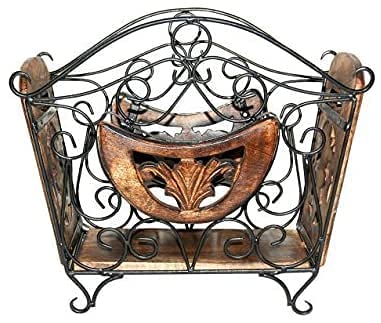 Wrought Iron Wall Mount Magazine Holder for Home | Newspaper, Book Holder Multipurpose Basket Organizer for Home Dime Store