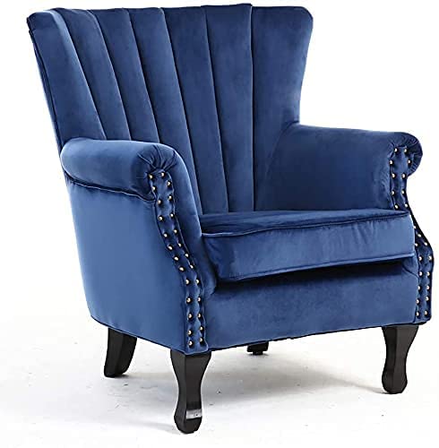 Modern & Luxury Furniture Single Seater Armchair Fabric Accent Upholstered Chair Wing Back with Solid Wooden Legs Living Room Dime Store