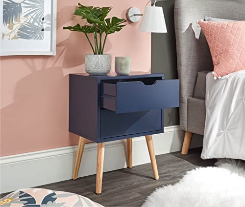 Dime Store Side Table for Bedroom, Living Room with Two Storage Drawers and Legs, Bedside Table, End Table, NightStand (Two Drawers) Dime Store