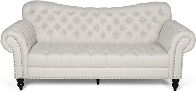 Wooden Button Tufted Fabric Molfino 3 Seater Chesterfield Modern/Style/Luxury Sofa for Living Room & Office Dime Store