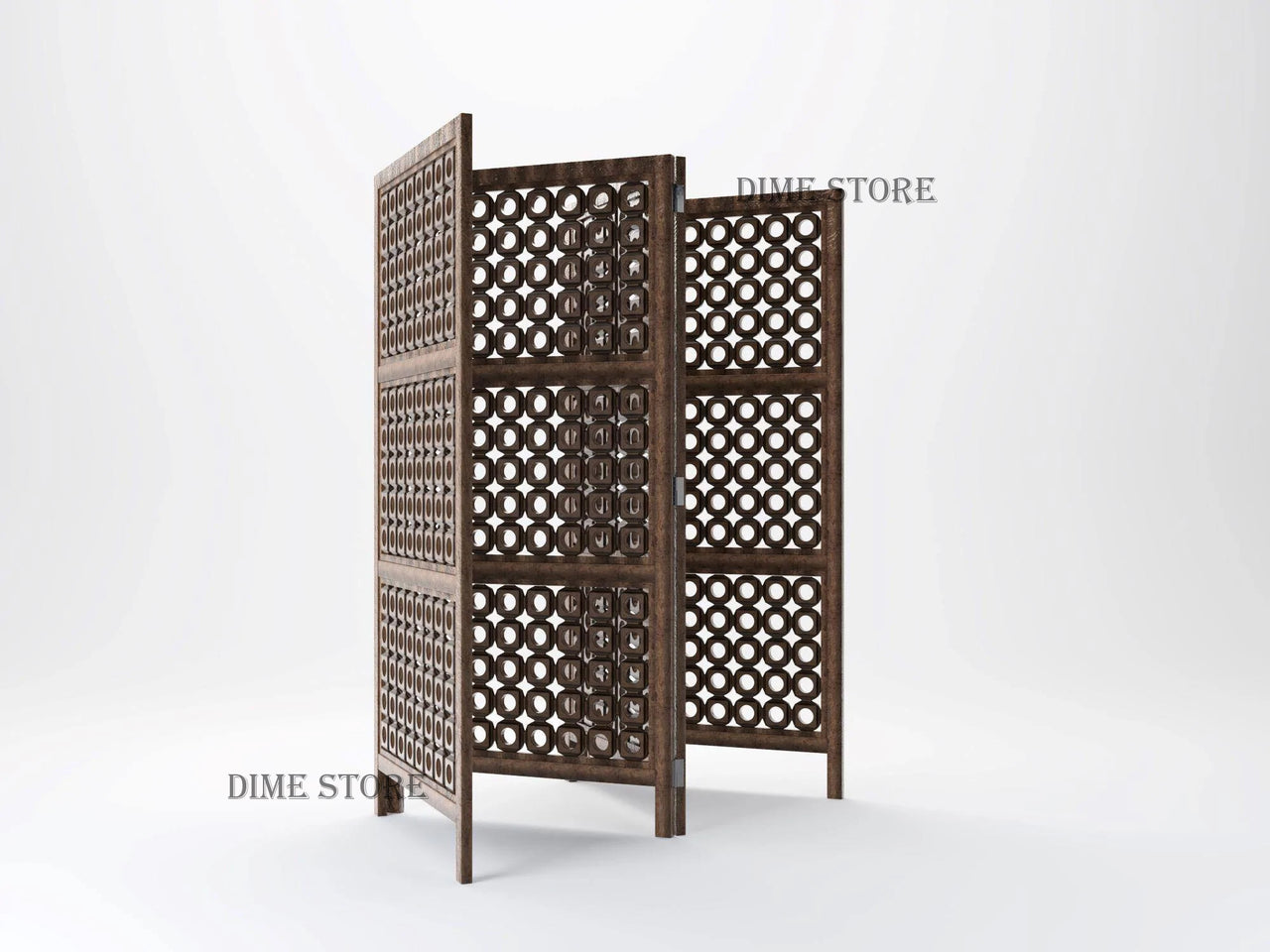 Wooden Freestanding Partition for Living Room & Office , Room Divider | Wall Screen for Decoration | Curtains for Bedroom | Traditional Partition Dime Store